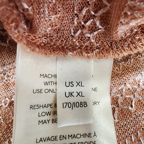 NEW Free People Top Womens XL Pink Cream Doe Combo Heirloom Ruffle Rounded Hem - Picture 7 of 12